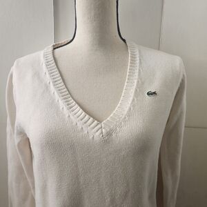 Lacoste Women's Off-White V-Neck Sweater